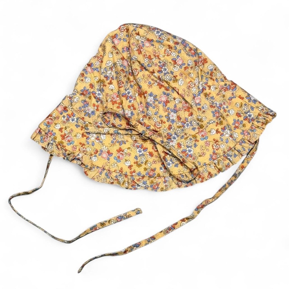 Yellow floral Toshi Baby Girl Hat size small
